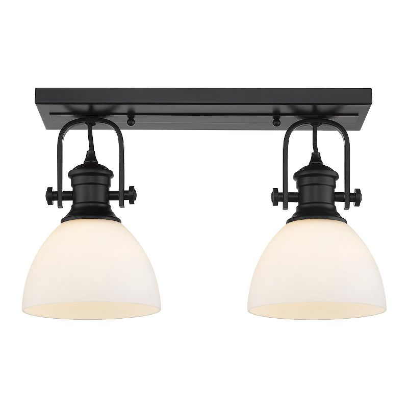 Golden Lighting Hines 2-Light Semi-flush in Matte Black with Opal Glass