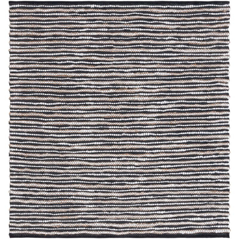Vintage Leather VTL205 Hand Woven Area Rug - Black/Ivory - 6'x6' - Safavieh.