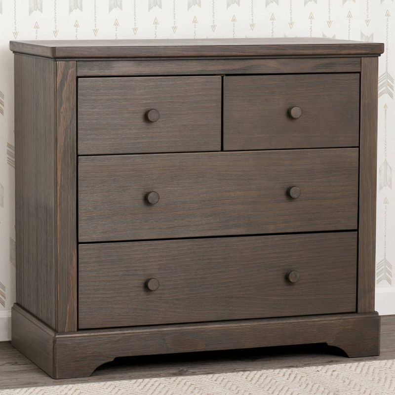 Simmons Kids' Paloma 4 Drawer Dresser with Changing Top and Interlocking Drawers - Rustic Gray