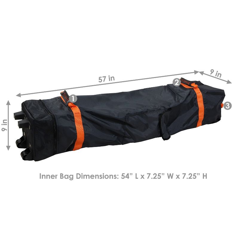 Sunnydaze Premium Pop-Up Canopy Rolling Carrying Bag - 7.25" W x 54" L x 7.25" H - Black