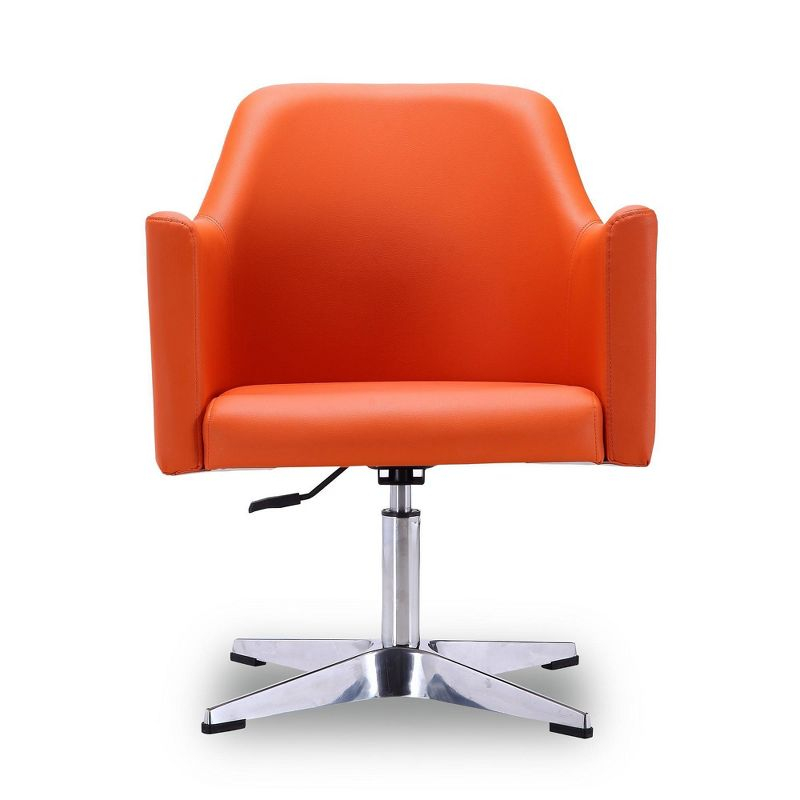 Pelo Faux Leather Adjustable Height Swivel Accent Chair Orange - Manhattan Comfort: Chrome-Plated, Modern Design, 300 lbs Capacity