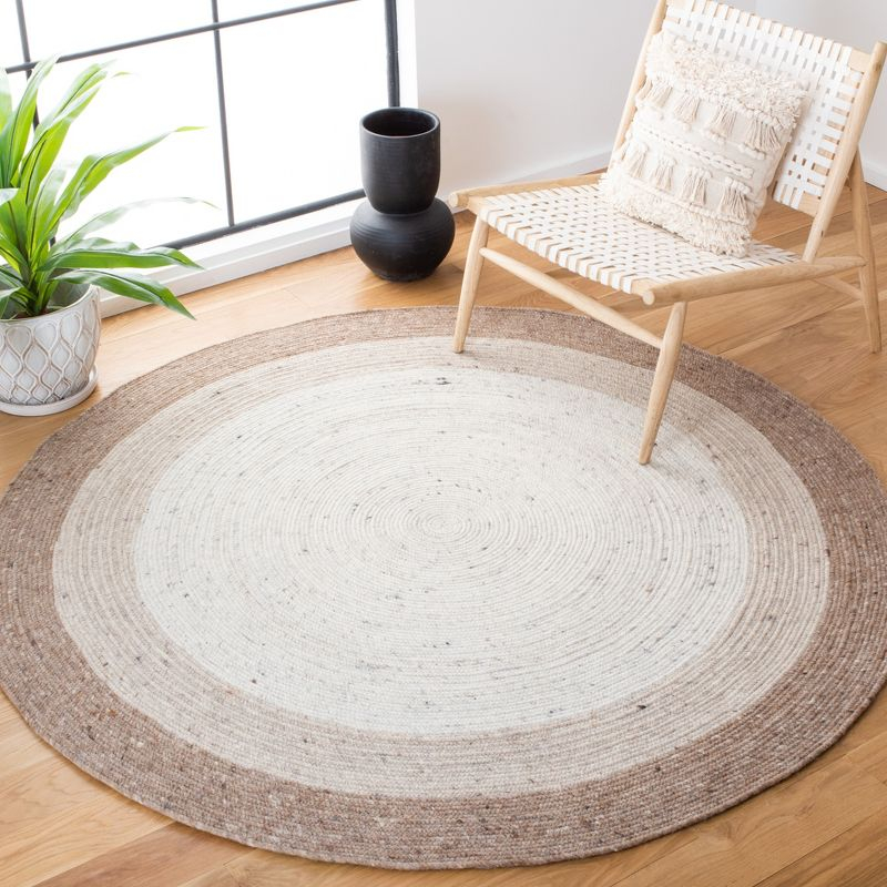Braided BRD903 Hand Woven Indoor Area Rug - Beige/Ivory - 5' Round - Safavieh
