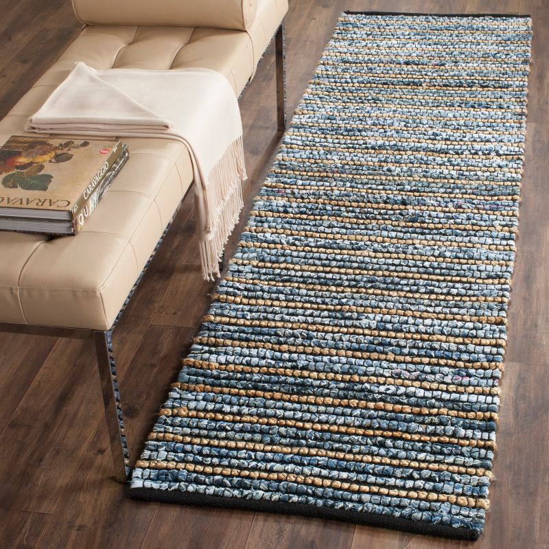 Cape Cod CAP363 Hand Woven Runner Rug - Blue/Natural - 2'3"x12' - Safavieh.