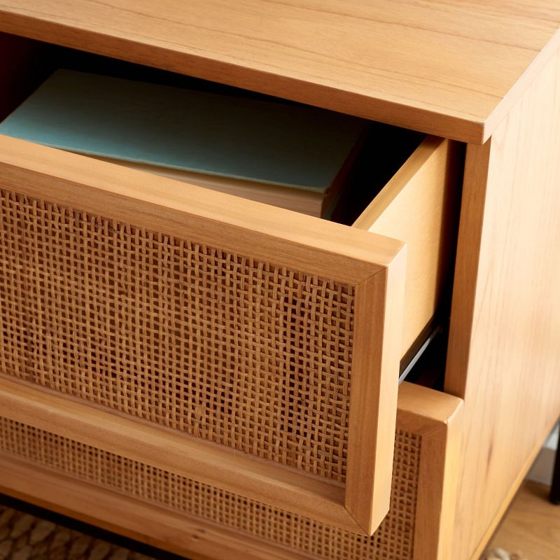 Zadie 2 Drawer Rattan Nightstand - NST5007 - Natural/Black - Safavieh