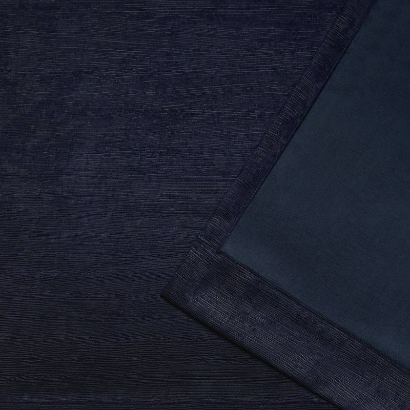 Set of 2 96"x52" Oxford Textured Sateen Thermal Grommet Top Window Curtain Panel Navy - Exclusive Home: Room Darkening, Living Room