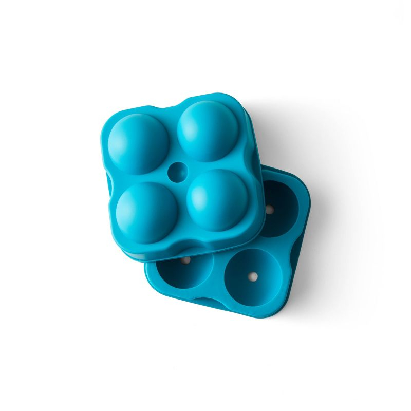 Houdini Ice Sphere Tray: Silicone Whiskey Ice Mold, Reusable  Dishwasher Safe, Turquoise Blue, 4 Cavities