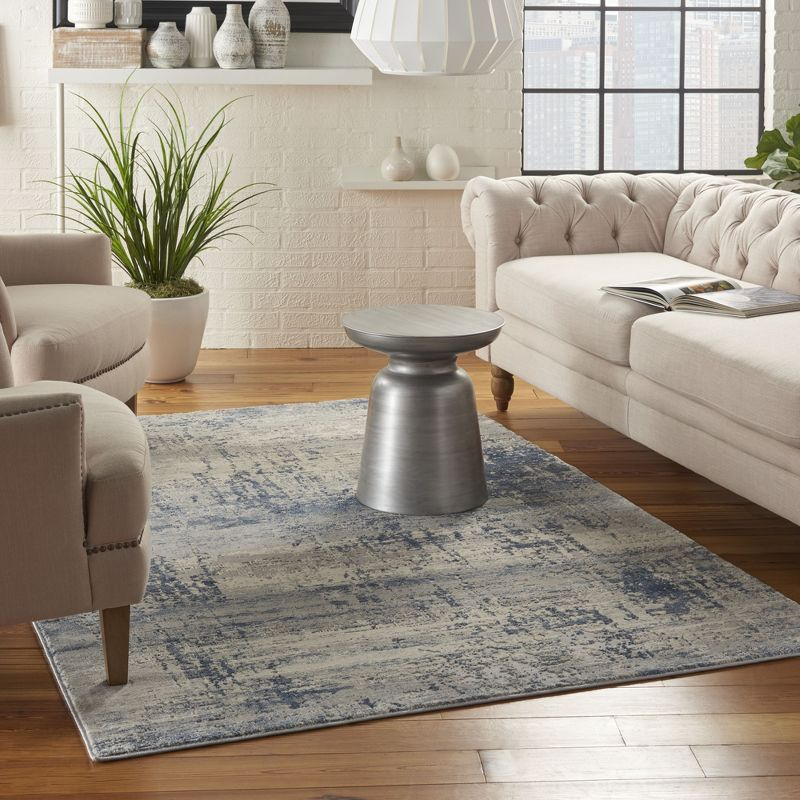 Nourison Rustic Textures Abstract Indoor Area Rug Ivory Blue 5'3" x 7'3"