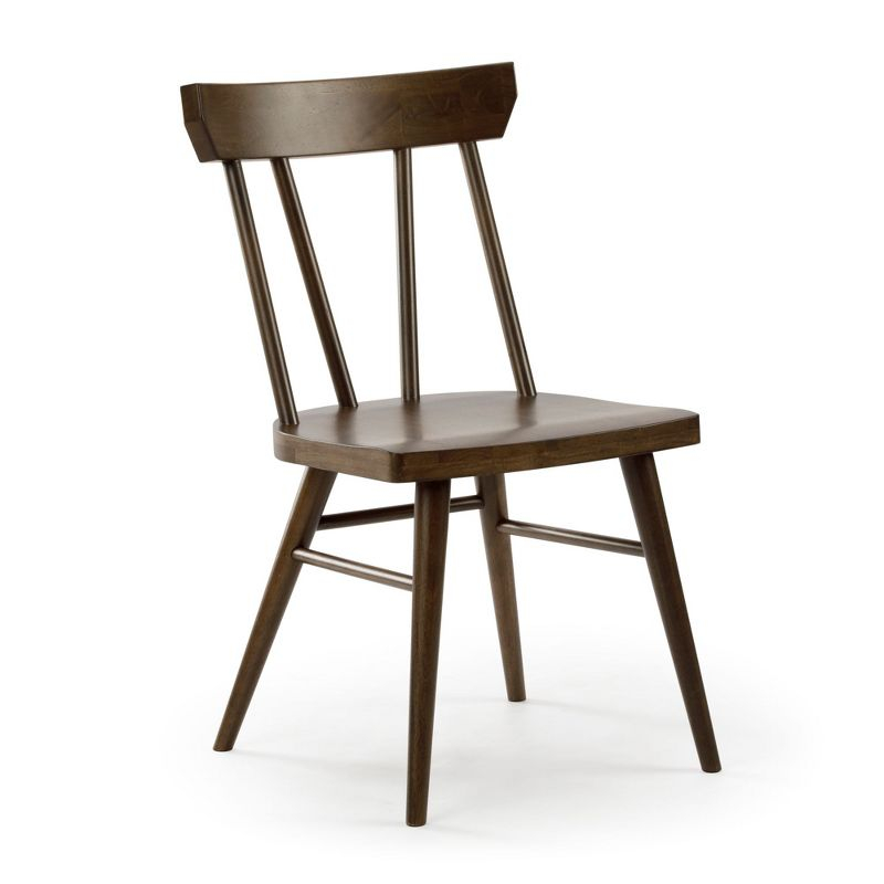 Plank+Beam Windsor Dining Chair Set of 2, Solid Wood Chairs for Kitchen, Office, Living Room,Walnut