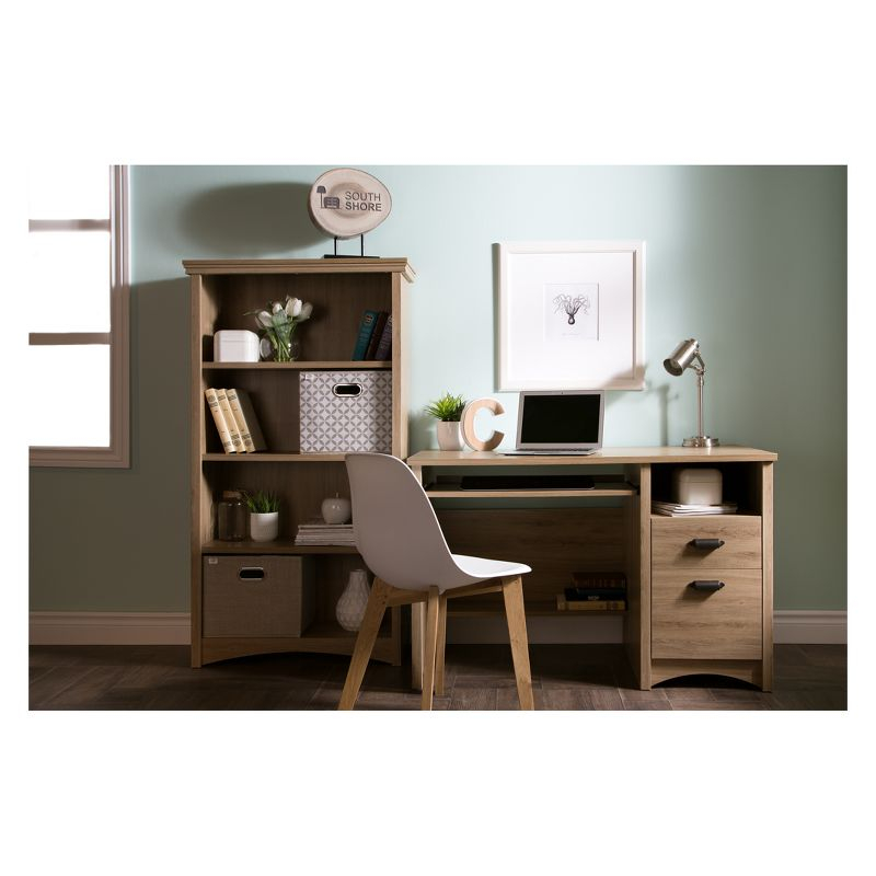 Gascony Computer Desk with Keyboard Tray Rustic Oak - South Shore: Modern Hutch Design, CPU Storage, Laminate Surface