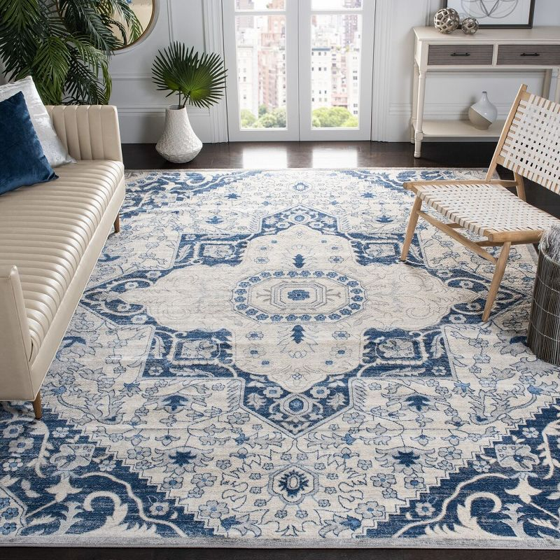 Brentwood BNT816 Power Loomed Indoor Area Rug - Cream/Blue - 9'x12' - Safavieh
