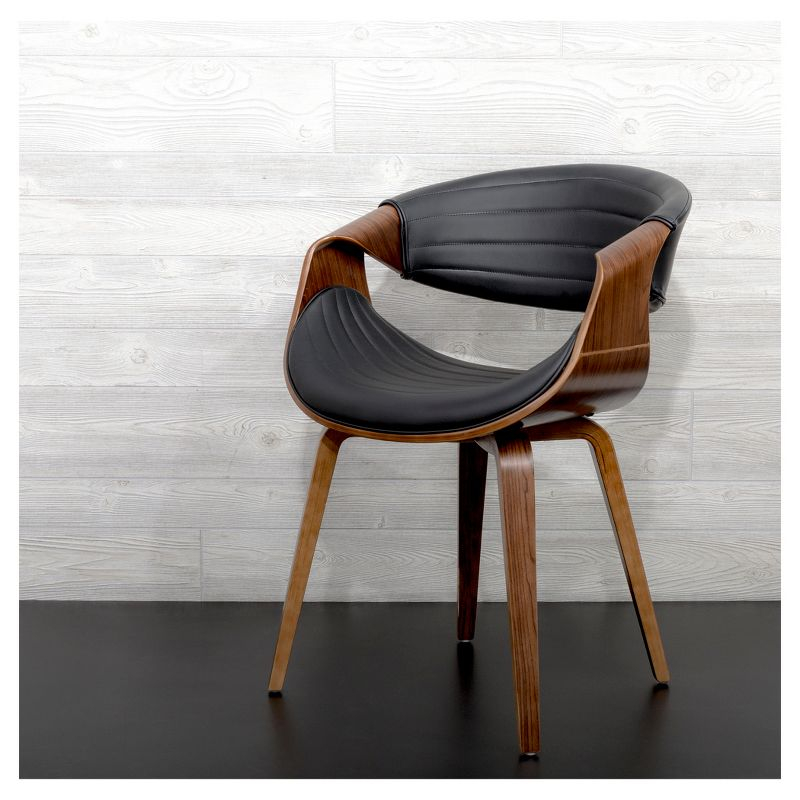 LumiSource Symphony Mid Century Modern Dining/Accent Chair Black: Upholstered, Wood Frame, Faux Leather