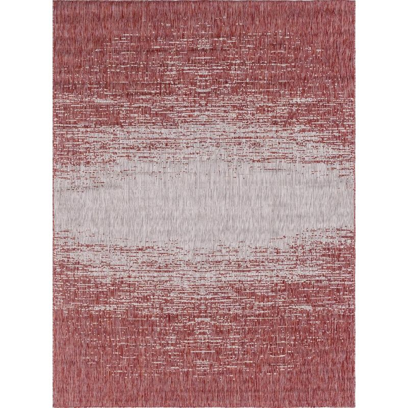 Unique Loom 7' 1 x 10' 0 Rectangle Indoor/Outdoor Modern Rust Red Area Rug