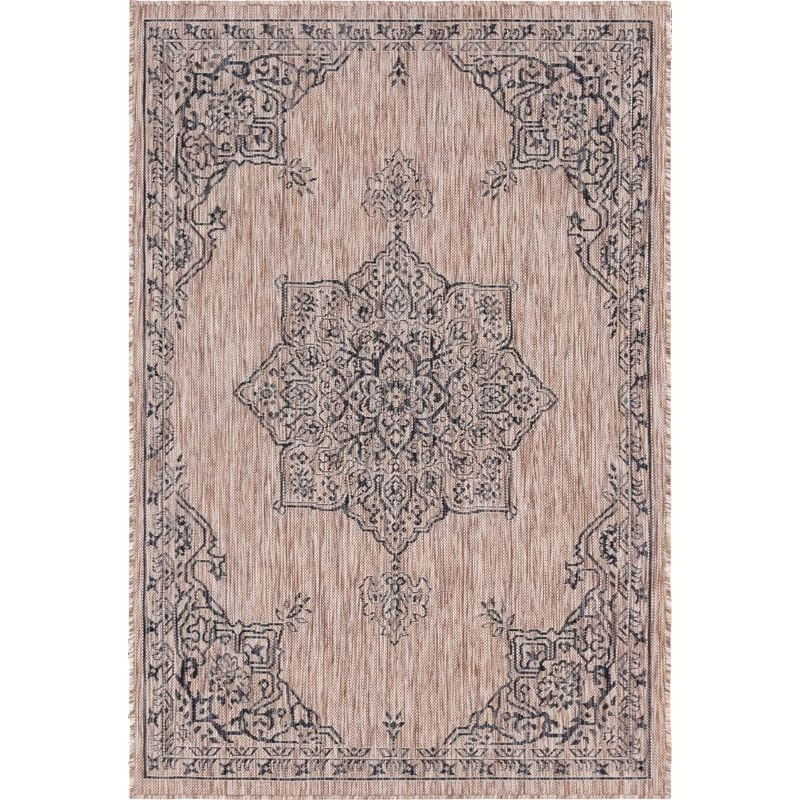 Unique Loom 4' 1 x 6' 1 Rectangle Indoor/Outdoor Traditional Beige Area Rug