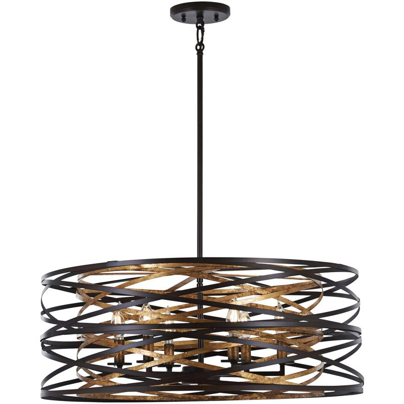 Minka Lavery Dark Bronze Mosaic Gold Chandelier 26" Wide Modern 6-Light Fixture for Dining Room House Foyer Kitchen Entryway Home