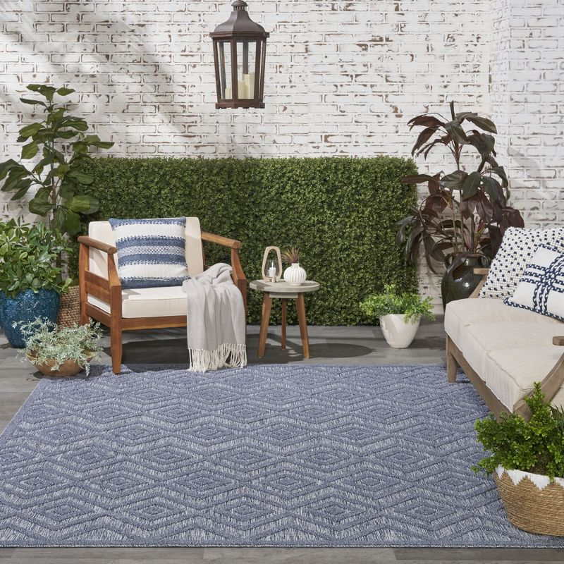 Nourison Versatile 8' x 10' Denim Blue Indoor Outdoor Rug