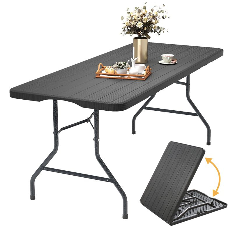 SKONYON Outdoor Picnic Table with Bench Set for BBQ, Camping, Patio, White