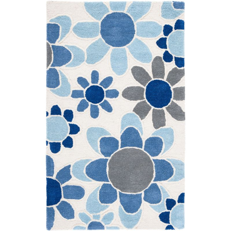 Safavieh Kids SFK923 Hand Tufted Area Rug - Ivory/Blue - 3'x5' - Safavieh.