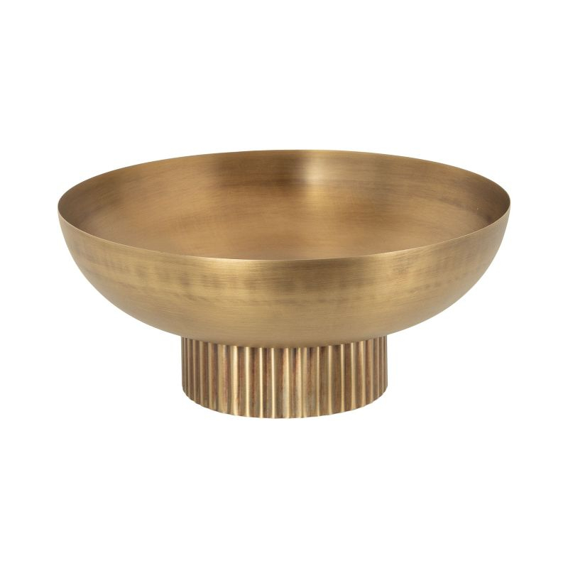 Kate and Laurel Rooks Ribbed Metal Bowl, 12x12x5, Gold