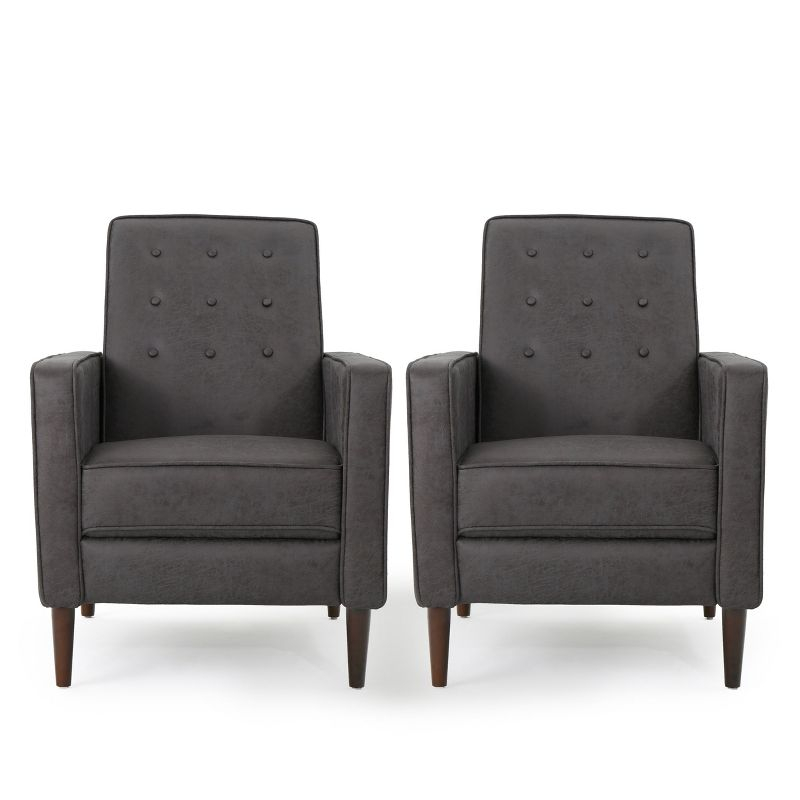 GDFStudio Mason Mid Century Modern Tufted Pushback Recliners (Set of 2), Slate/Microfiber