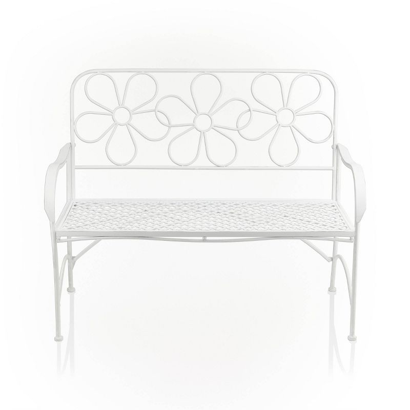 36" x 45" Daisy Metal Garden Bench White - Alpine Corporation