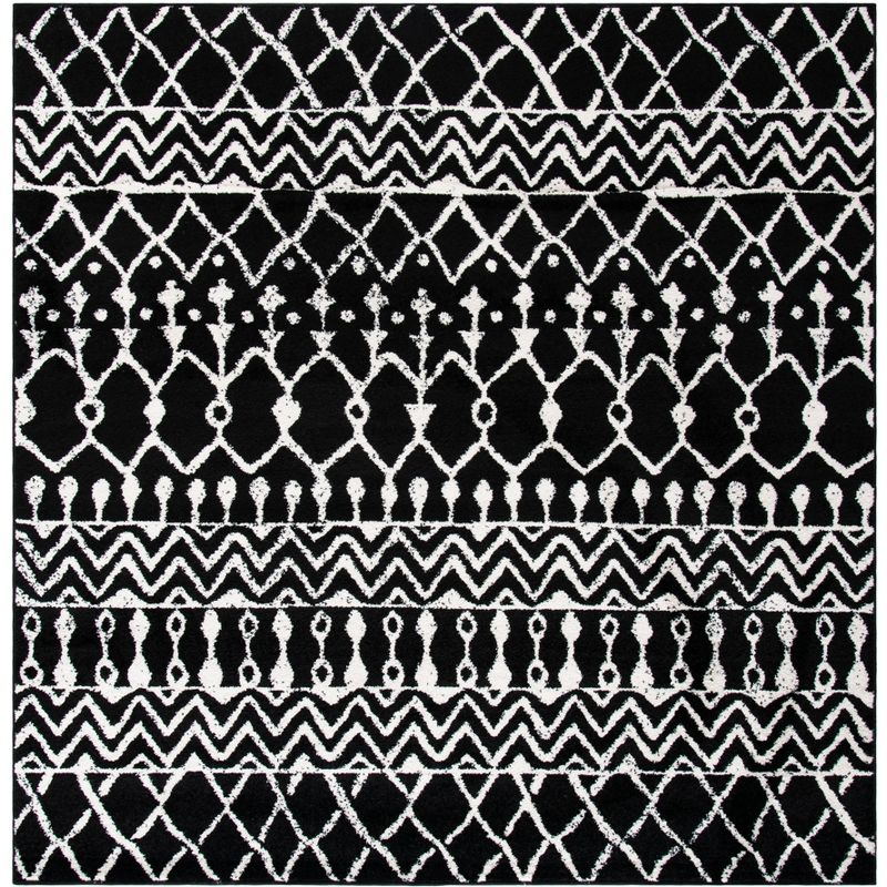 Tulum TUL270 Power Loomed Indoor Area Rug - Black/Ivory - 9'x9' - Safavieh