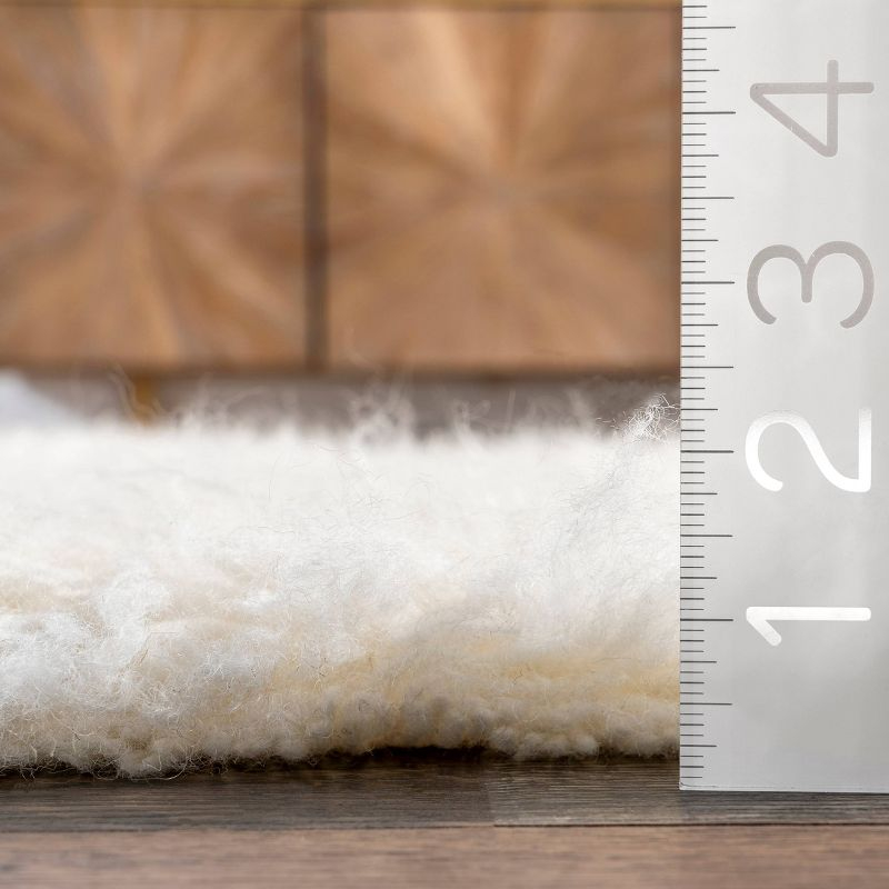 nuLOOM 8'x10' Elena Greek Flokati Shag Area Rug Cream: High Pile Wool, Solid Tufted Indoor Rug, No Backing