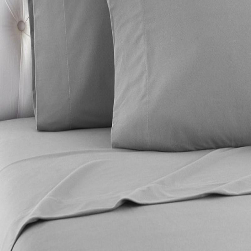 Micro Flannel Shavel Durable Luxurious Sheet Set Including Flat Sheet, Fitted Sheet & Pillowcase, Twin - Greystone