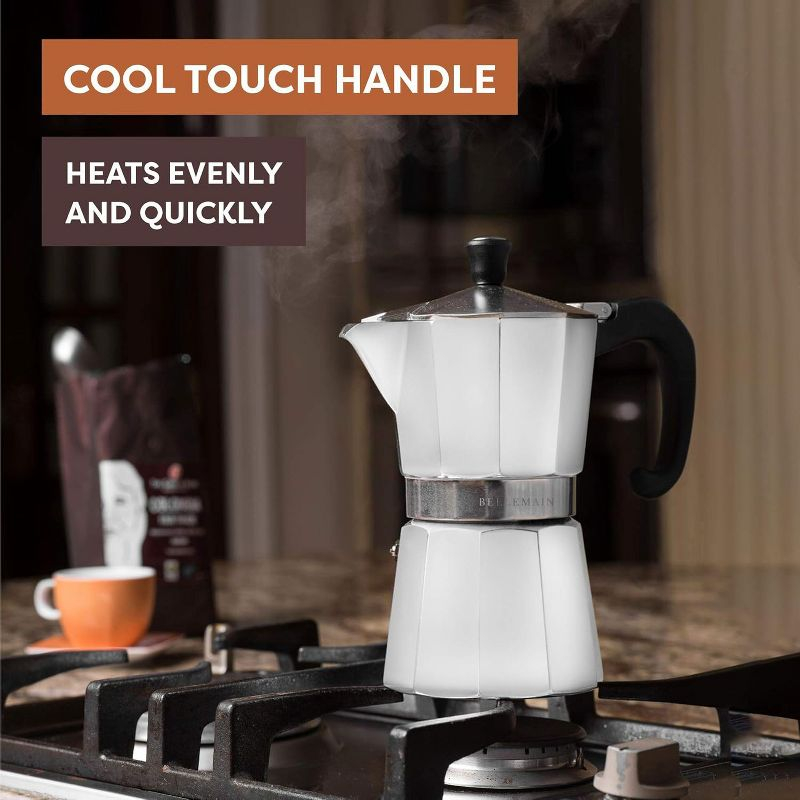 Bellemain 9-Cup Stovetop Espresso Maker – Classic Moka Pot in Elegant White for Rich, Authentic Coffee