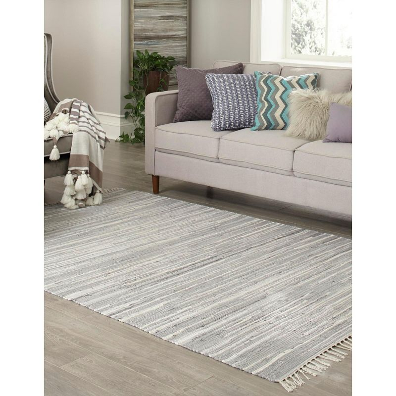 Unique Loom 2' 2 x 3' 0 Striped Chindi Cotton Rectangle Area Rug