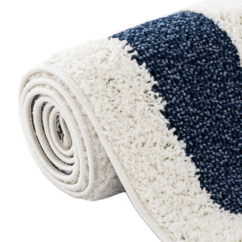 Unique Loom Boho Collection Area Rug - Mimi (3' 3" Round Blue/Ivory)