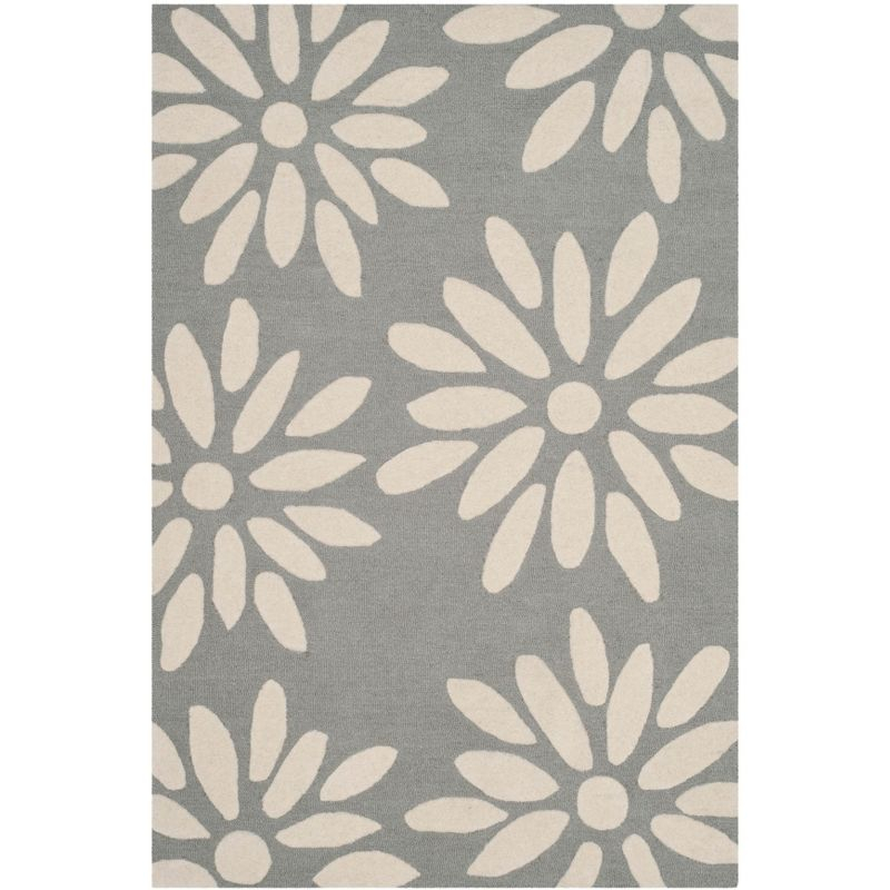 Safavieh Kids Daisy SFK914 Hand Tufted Indoor Accent Rug - Grey/Ivory - 4'x6' - Safavieh