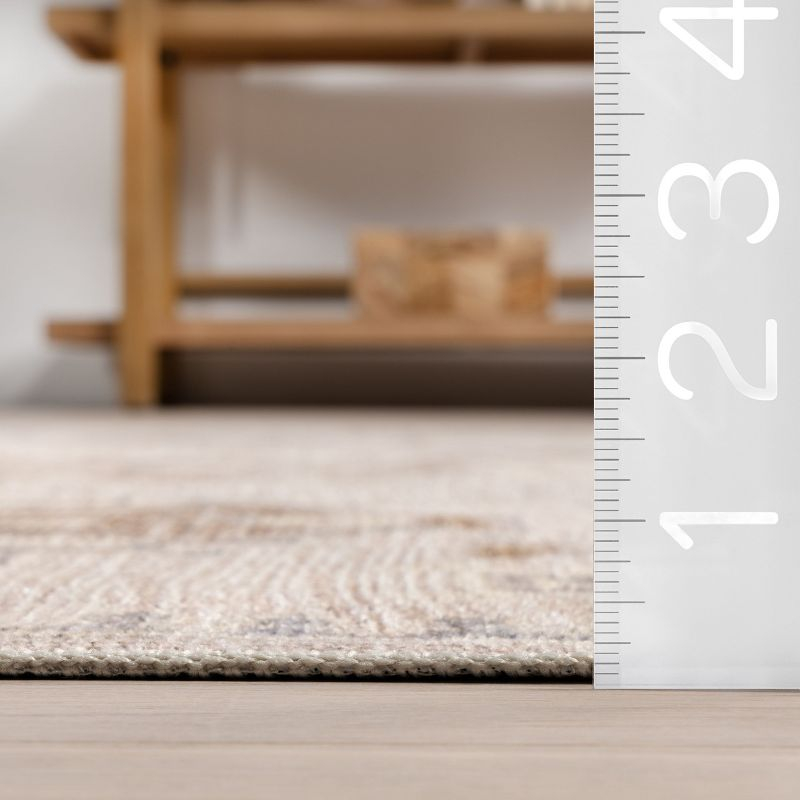 Nuloom Krystin Distressed Pet Friendly Machine Washable Area Rug, 5' x 8', Beige