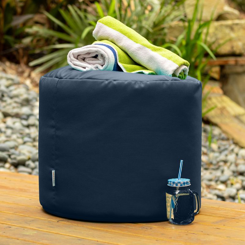 Jaxx Spring Indoor / Outdoor Bean Bag Pouf Ottoman, Navy