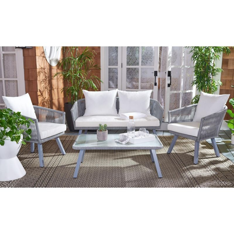 Belmi 4 Piece Rope Living Set - Indoor/Outdoor - PAT7517 - Grey/Beige - Safavieh