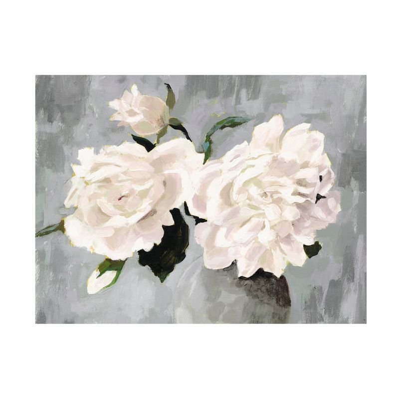 Victoria Borges  White Blooms in Gray Vase I Canvas Art