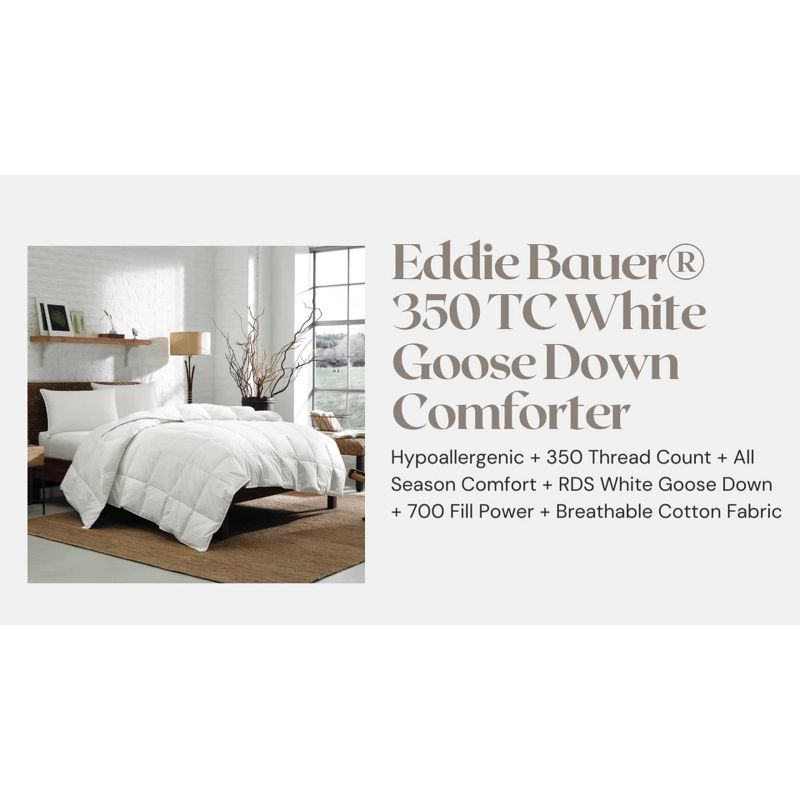 Eddie Bauer King 350 Thread Count Lightweight Down Comforter: Hypoallergenic, Damask, Machine Washable