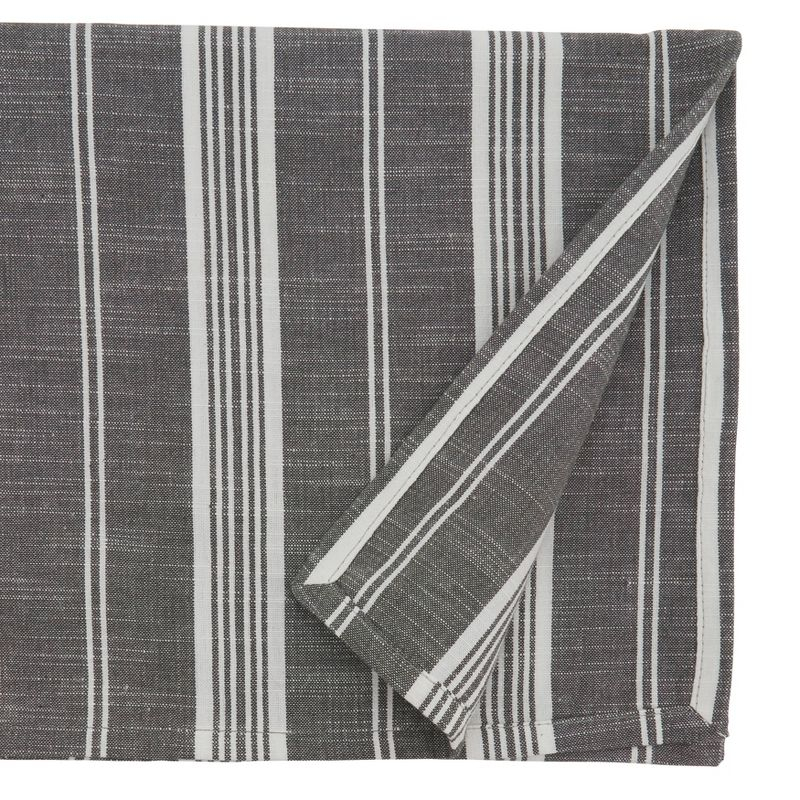 70" Cotton Striped Tablecloth Gray - Saro Lifestyle: Square, Machine Washable, Plain Weave, 100% Cotton