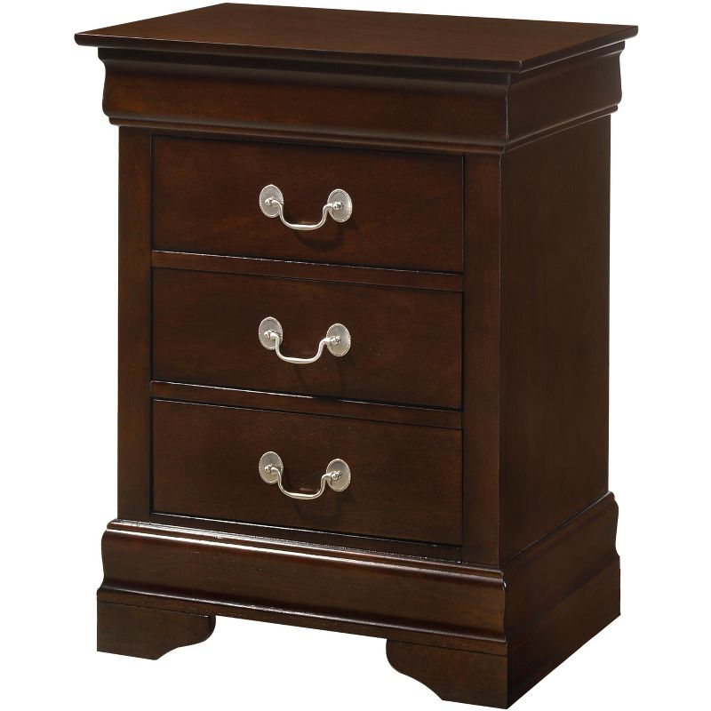Passion Furniture Louis Philippe 3-Drawer Cappuccino Nightstand (29 in. H x 21 in. W x 16 in. D)