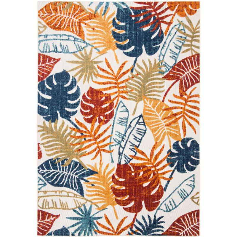 Cabana CBN831 Power Loomed Indoor/Outdoor Area Rug - Creme/Red - 4'x6' - Safavieh