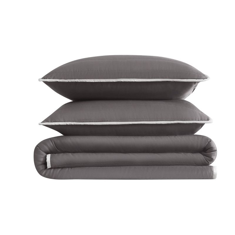 Christian Siriano 2pc Twin/Twin Extra Long Cotton Sateen Quilt Set Dark Gray