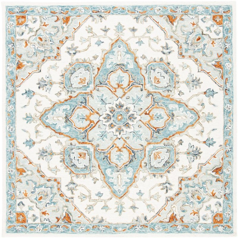 Heritage HG922 Hand Tufted Area Rug - Ivory/Blue - 6'x6' - Safavieh.