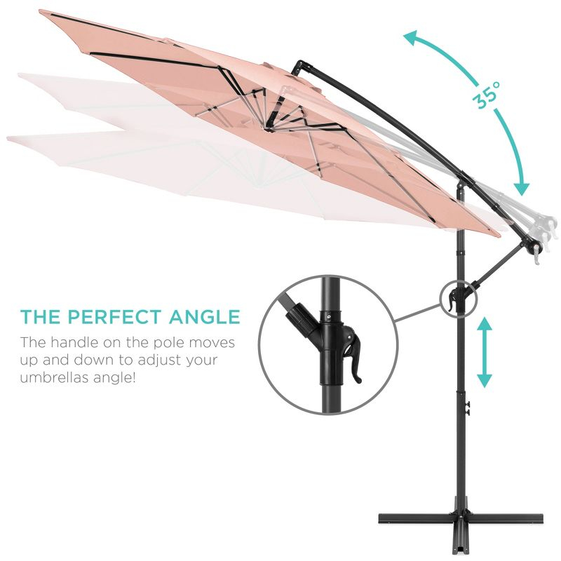 Best Choice Products 10ft Offset Hanging Outdoor Market Patio Umbrella w/ Easy Tilt Adjustment - Rose Quartz