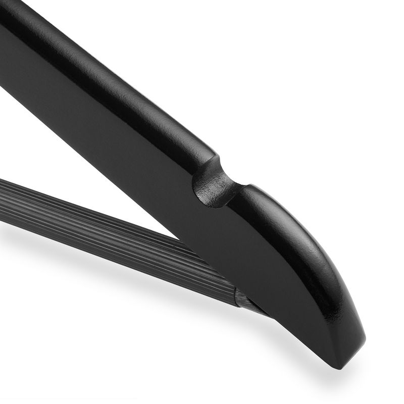 Casafield Wooden Suit Hangers, Non-Slip Pant Bar & Swivel Hook, Black - Set of 10