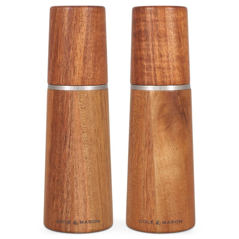 Cole & Mason 7.28" 2pc Ceramic/Acacia/Steel Marlow Gift Set Brown/Silver: Contemporary Salt & Pepper Mills