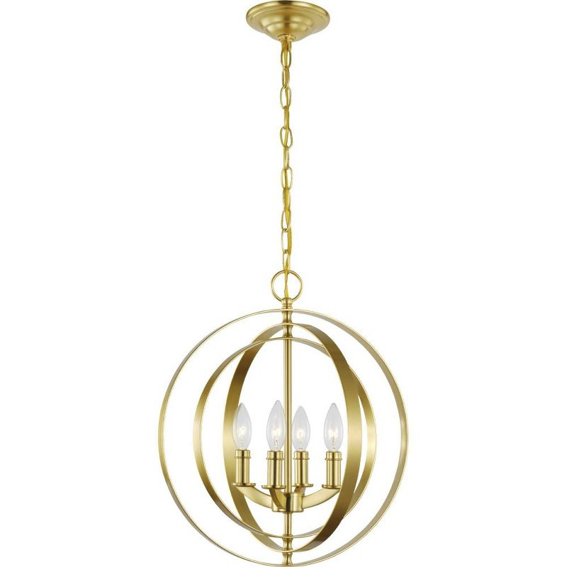 Progress Lighting Equinox 4-Light Foyer Pendant, Steel, Burnished Silver, No Shade