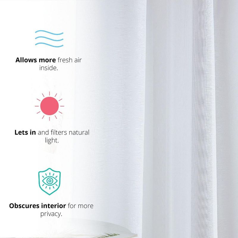 HLC.ME Semi Sheer Voile Light Filtering Transparent Window Curtain Grommet Panels - Set of 2 - Beige, 54 W x 108 L