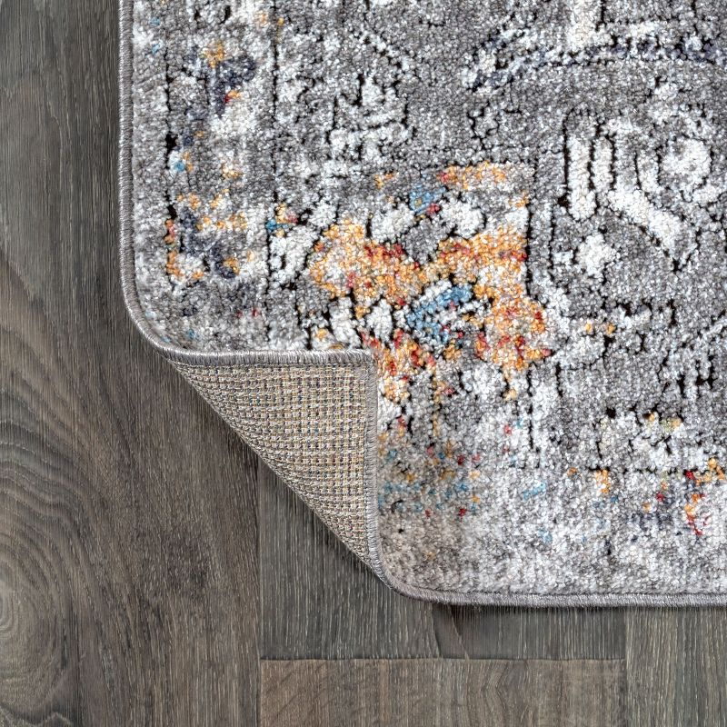 4'x6' Izmir Vintage Medallion Area Rug, Gray/Mustard/Turquoise - JONATHAN Y