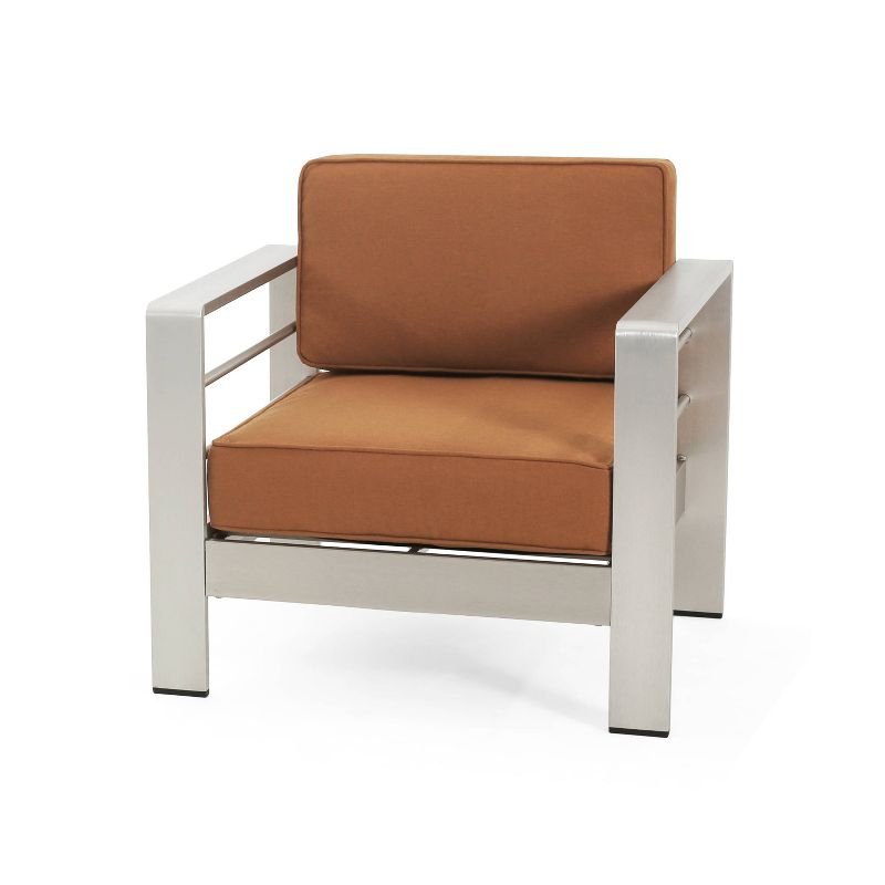 Christopher Knight Home 2pc Cape Coral Outdoor Club Chair with Cushion Silver/Orange