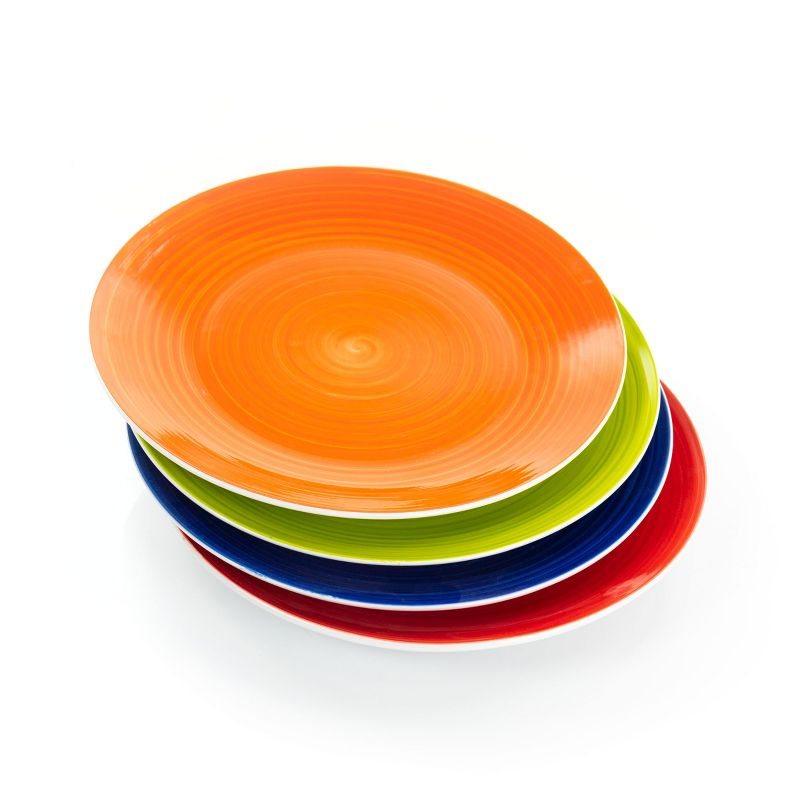 Hometrends Crenshaw 4 Piece 10.3 Inch Stoneware Dinner Plate Set in Assorted Colors