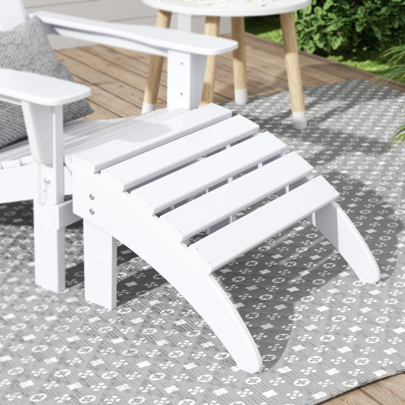 WestinTrends All-Weather Outdoor Patio Poly Adirondack Ottoman Footrest, White